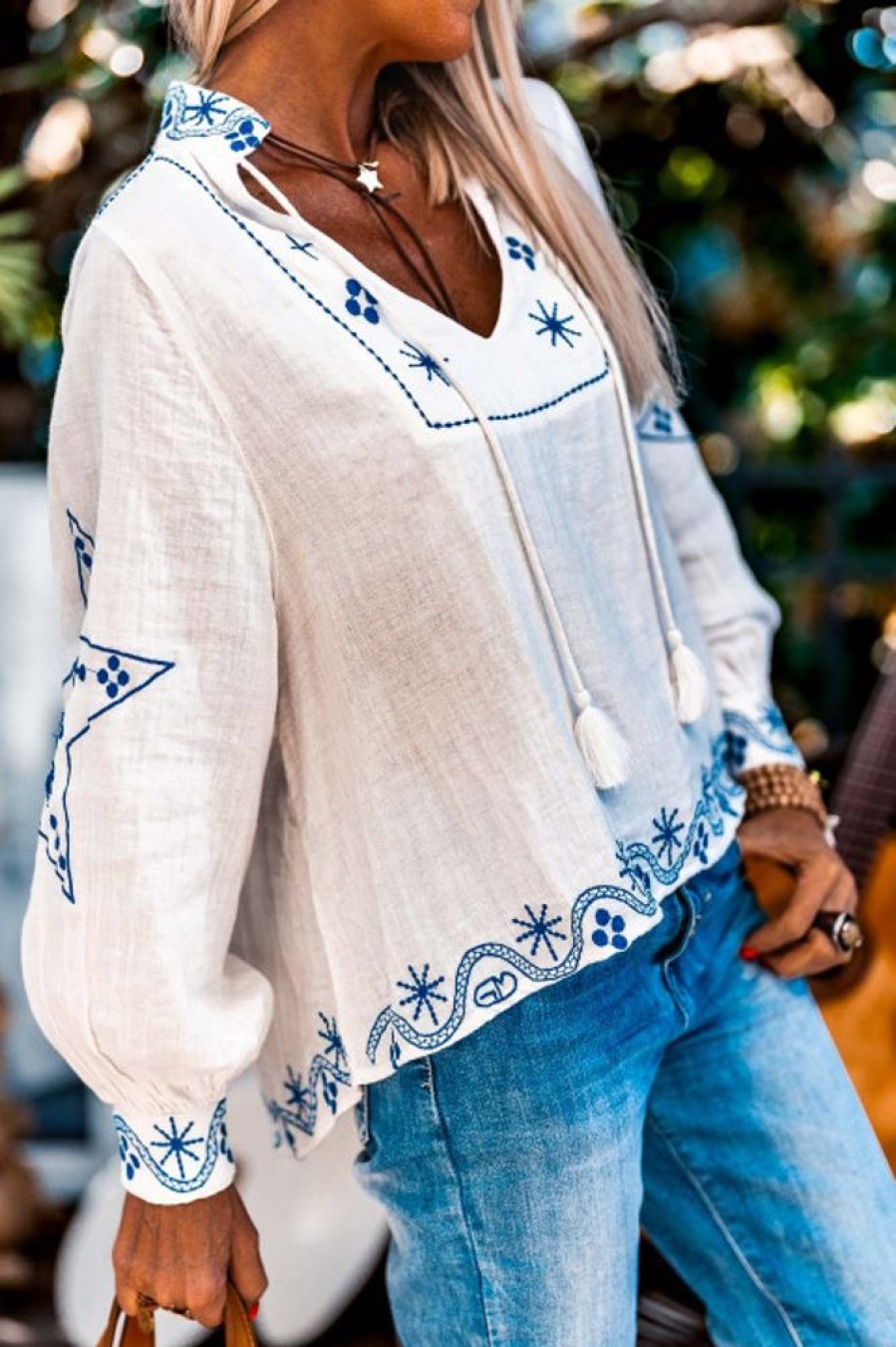 Blouses, Chemises Grungemama | Blouse Grungemama Alima Blanc/ Bleu